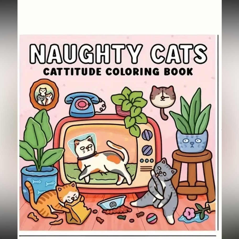 Naughty Cats Cattitude Adult Coloring Book